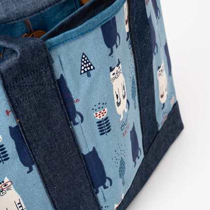 Kusuguru Japan Glasses Cat Multi-Compartment Tote