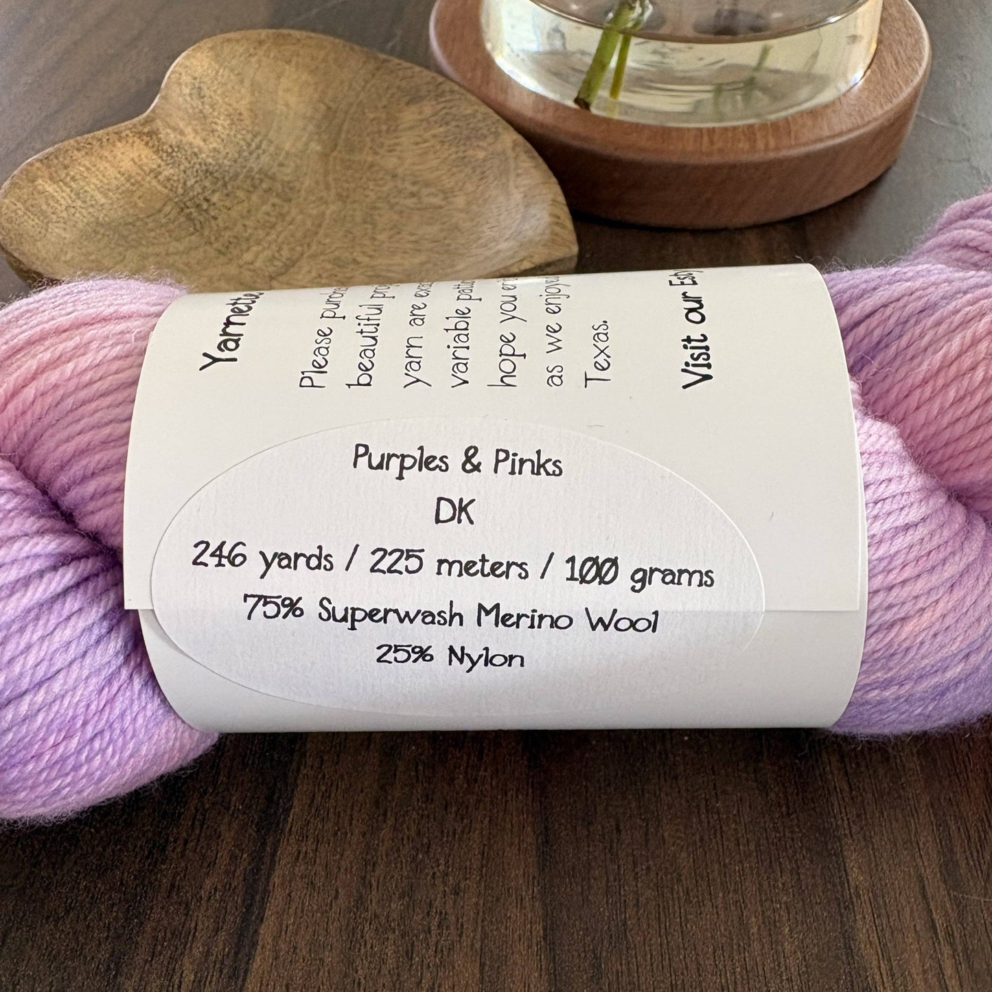 Purples and Pinks Hand Dyed Yarn - 246 yards per skein DK weight