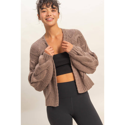 Oversized Cable Knit Open Front Cardigan Sweater