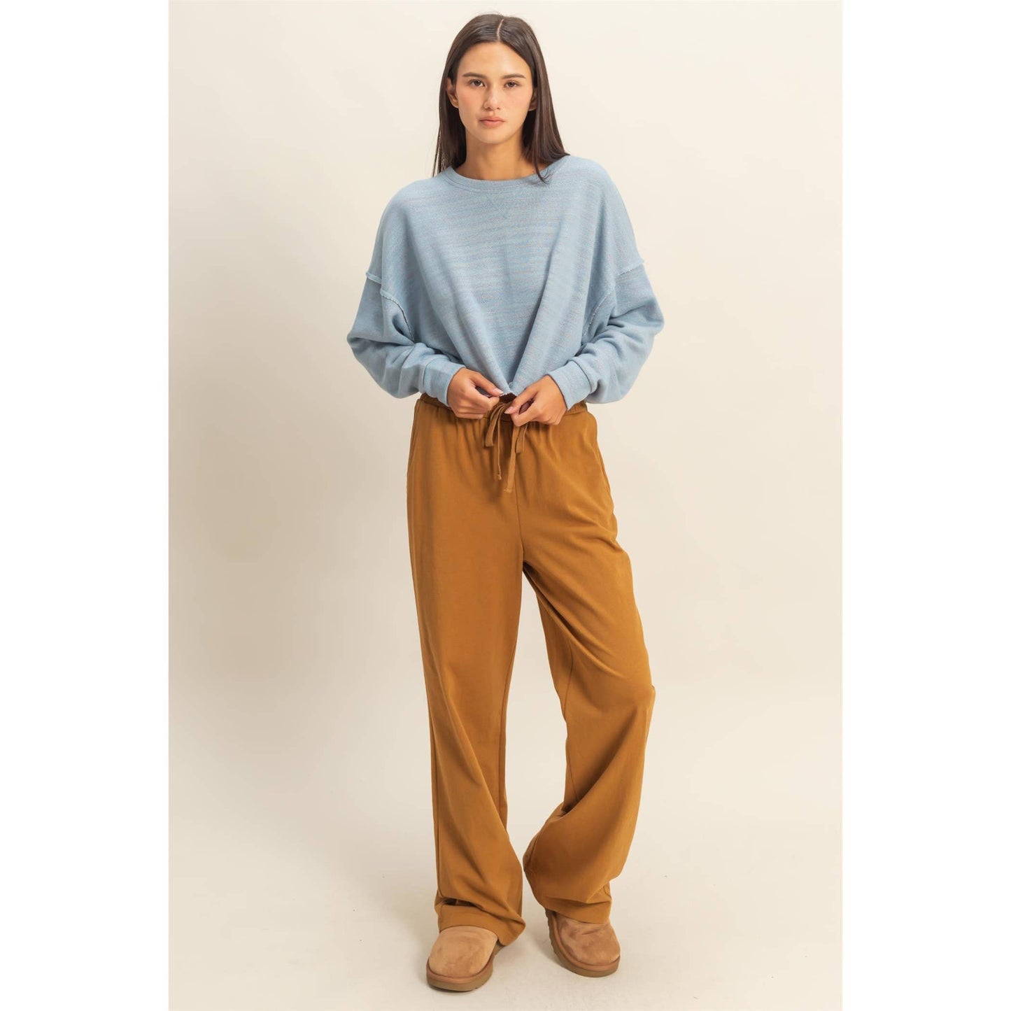 Drop-Shoulder Cropped Top