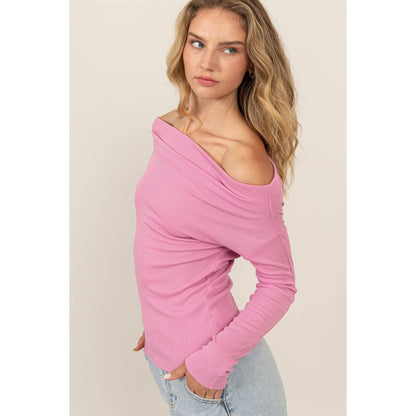 Off-The-Shoulder Ribbed Knit Top