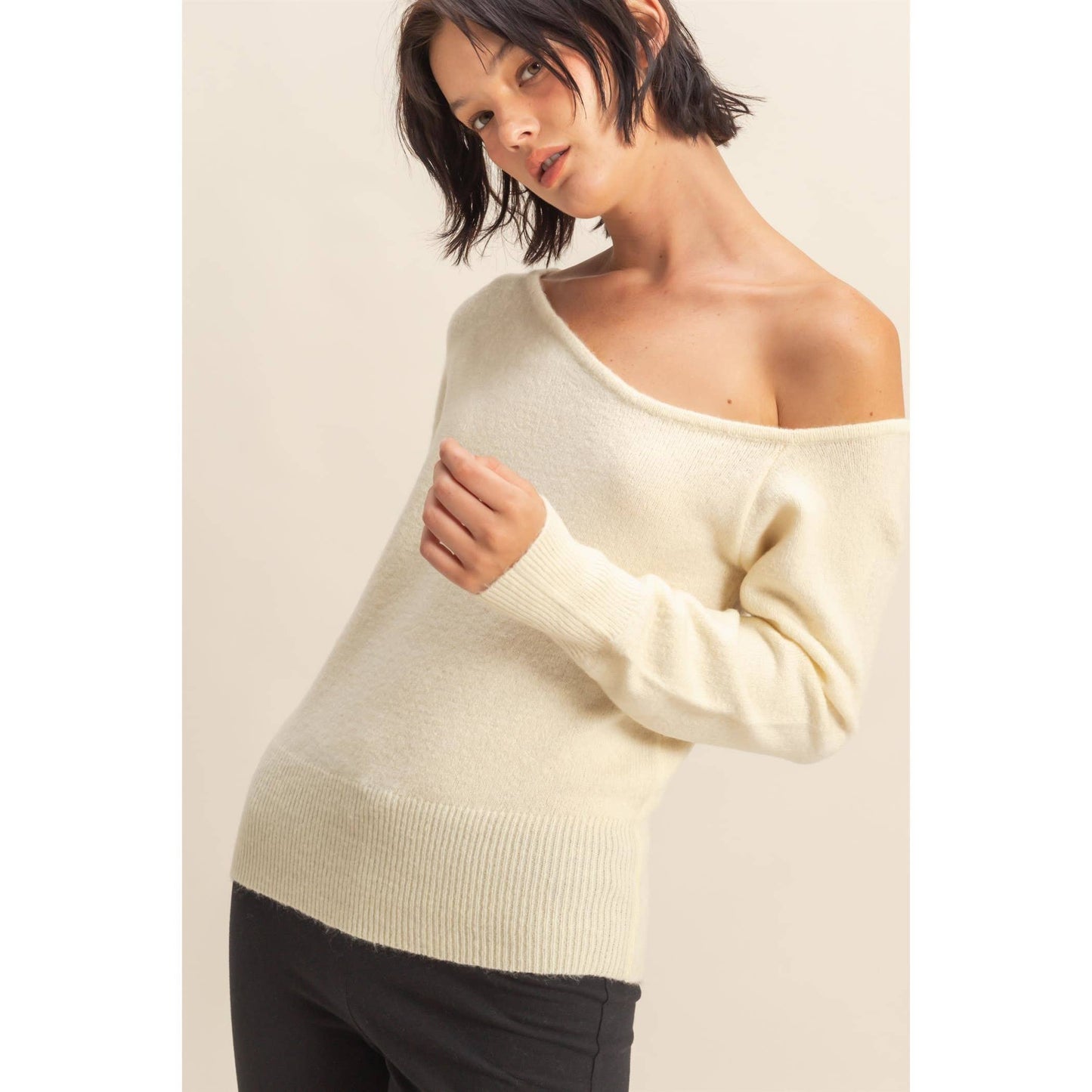 Asymmetric Off-Shoulder Sweater