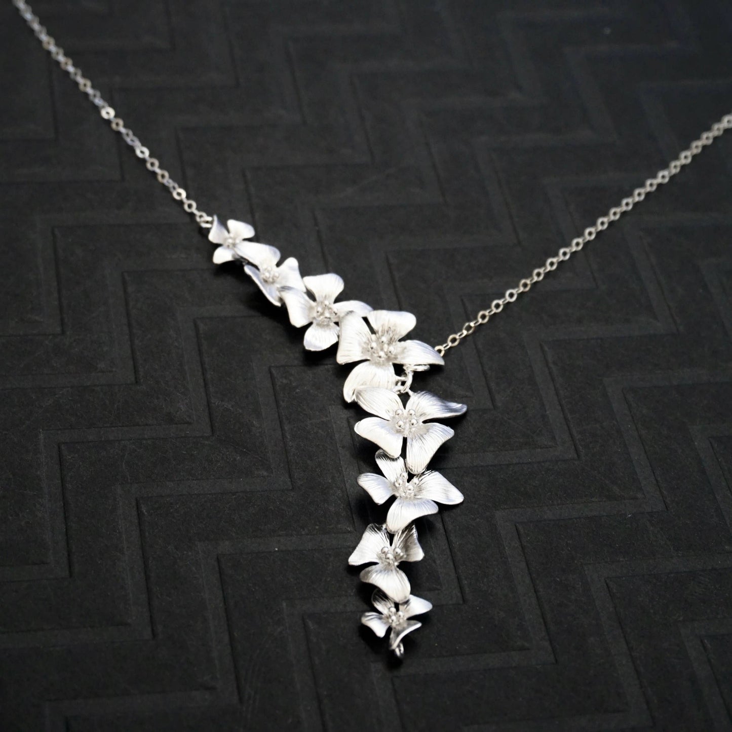 Gold Statement Flower Necklace,  Dogwood Y Necklace, Floral