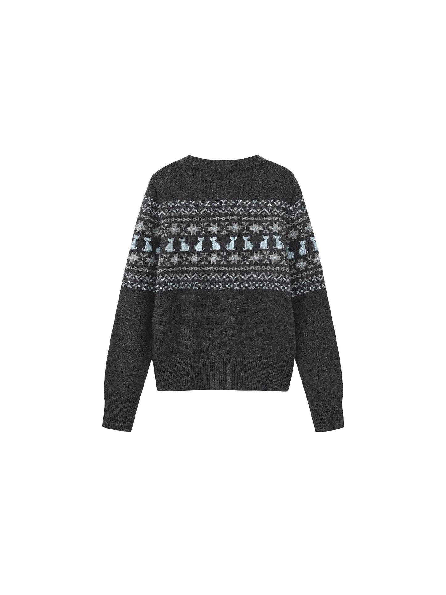 CUBIC Cat Print Fair Isle Wool-Blend Cardigan