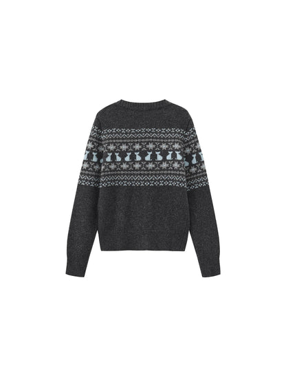 CUBIC Cat Print Fair Isle Wool-Blend Cardigan