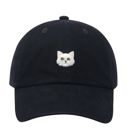 HatPhile White Cat Soft Baseball Cap – Adjustable Cotton Hat for Cat Lovers