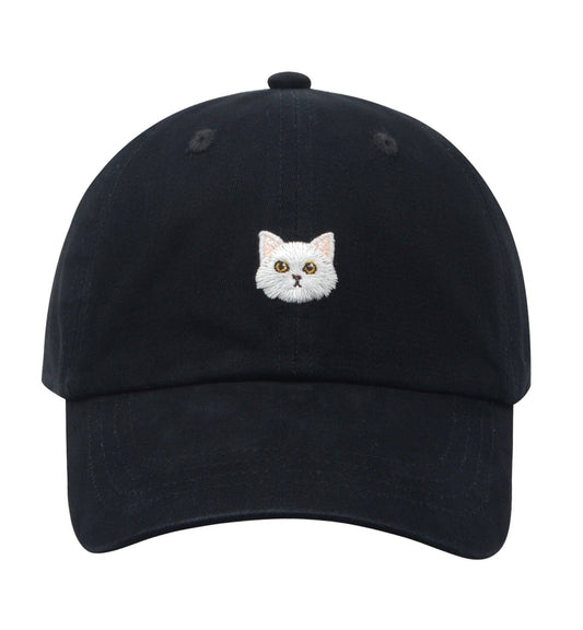 HatPhile White Cat Soft Baseball Cap – Adjustable Cotton Hat for Cat Lovers