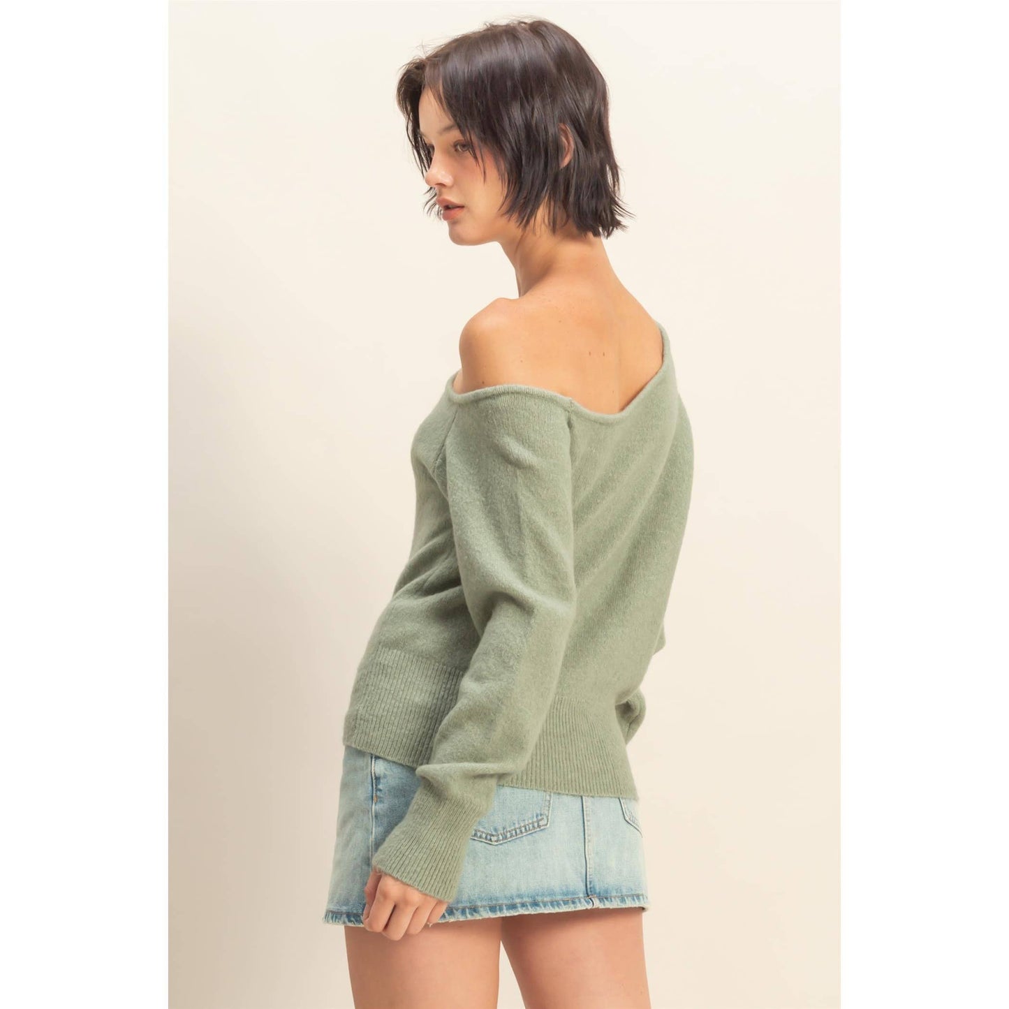 Asymmetric Off-Shoulder Sweater