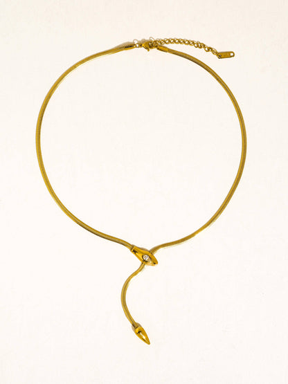 Gildora 18K Gold Non-Tarnish Serpent Y Lariat Necklace