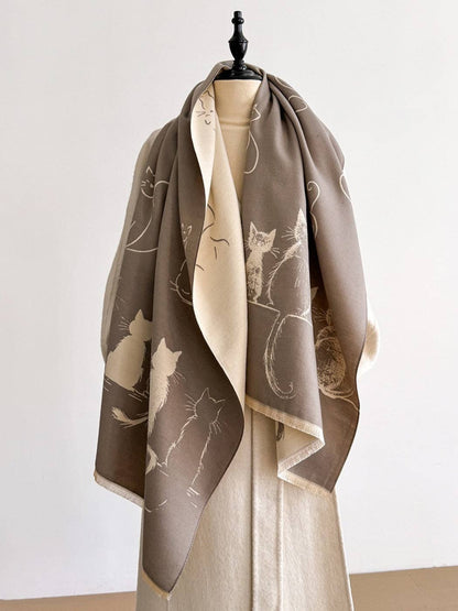 Scarvii – Cute Cat Pattern Winter Scarf & Shawl