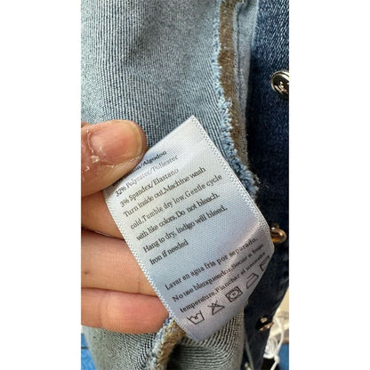 1451. Nina Rossi Women's Blue Embellished Denim jacket Size S