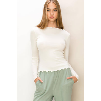 Lettuce Hem Long Sleeve Top