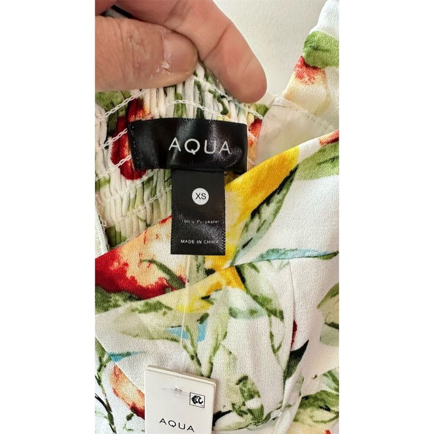 Aqua Women's XS Yellow Floral Fruit Print Midi Dress Summer Casual