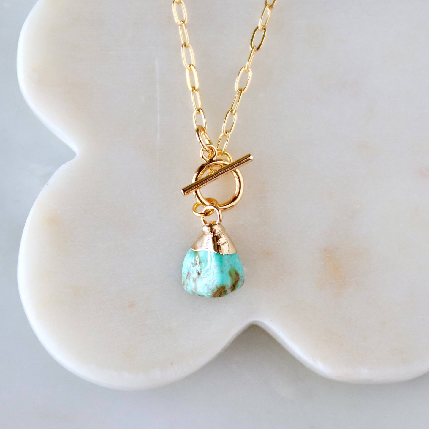 Amethyst or Turquoise Nugget Toggle Necklace