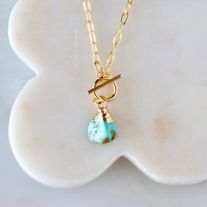 Amethyst or Turquoise Nugget Toggle Necklace