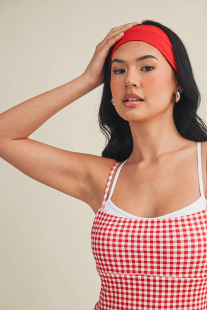 Gingham Print Double Layered Dress