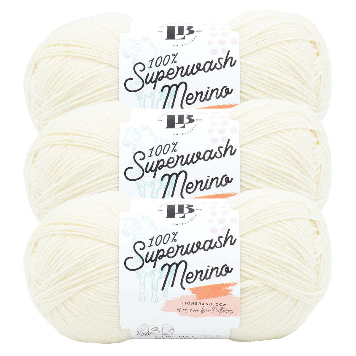 Lion Brand Yarn LB Collection Superwash Merino 3Pack