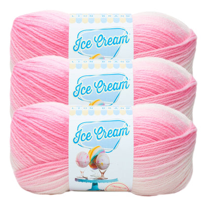 Lion Brand Yarn Ice Cream Strawberry 3 Pack