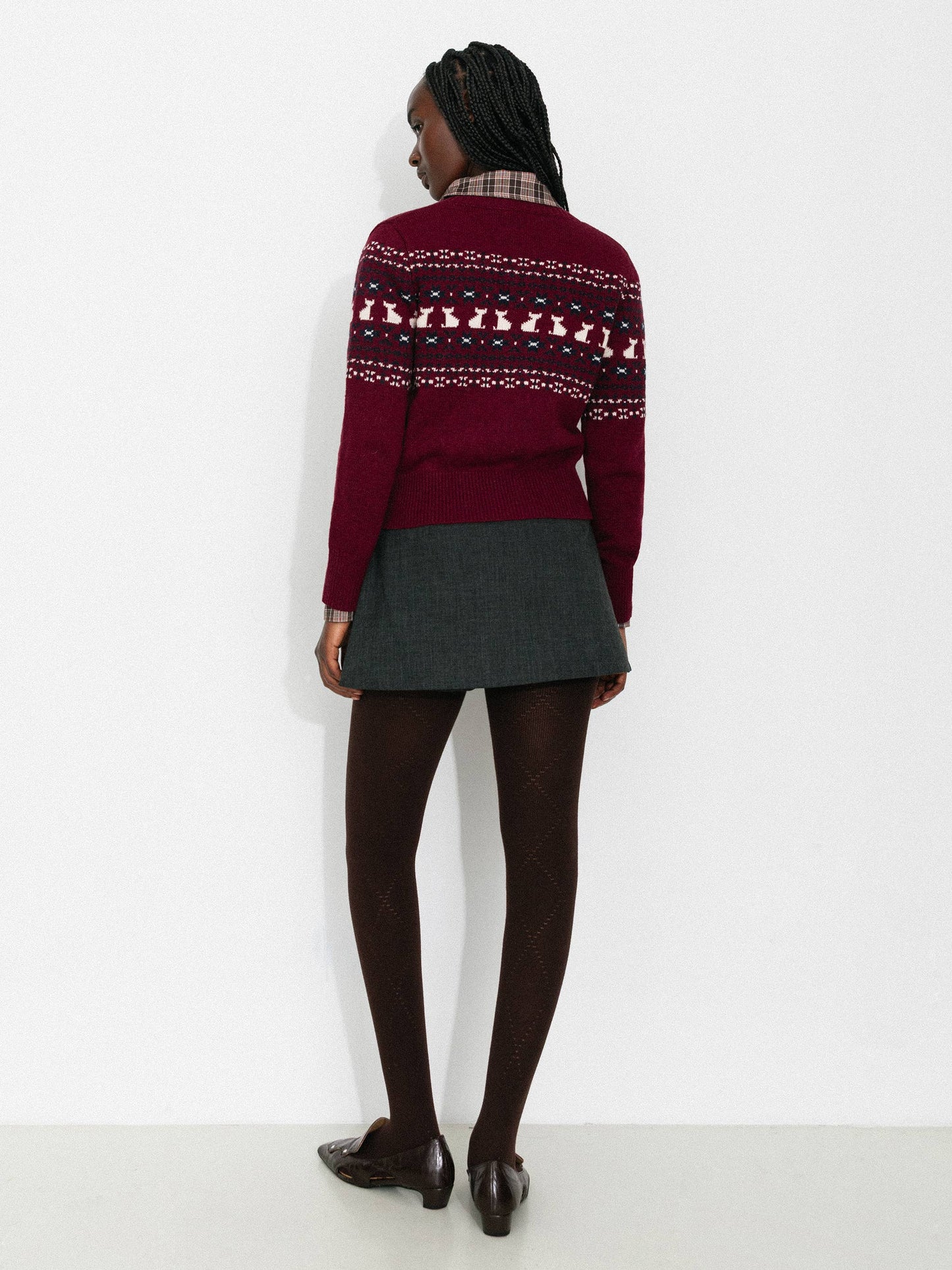 CUBIC Cat Print Fair Isle Wool-Blend Cardigan