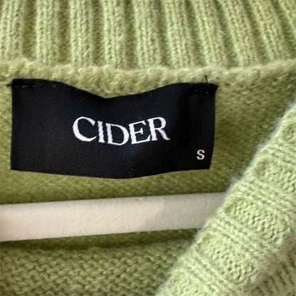 18  Cropped Cider Women's Lime Green Crop Sweater Sheep Design Size S