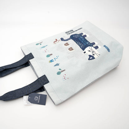 Kusuguru Japan Cat Embroidered Tote Bag – Light Blue