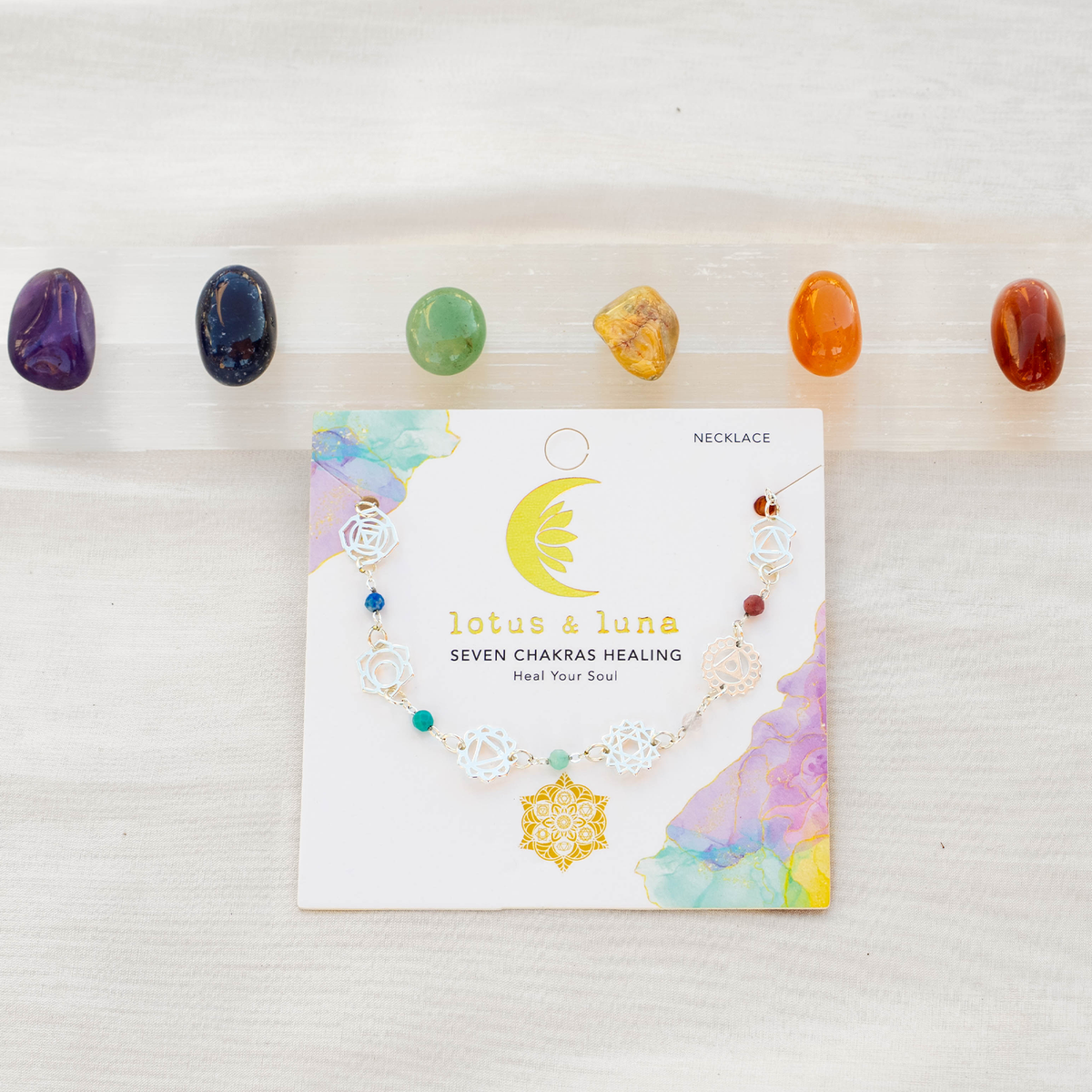 Silver Seven Chakras Healing Necklace