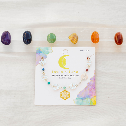 Silver Seven Chakras Healing Necklace