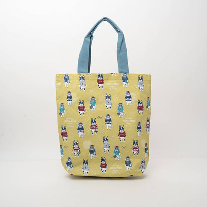 Kusuguru Japan Cat & French Bulldog Embroidered Tote Bag - Y