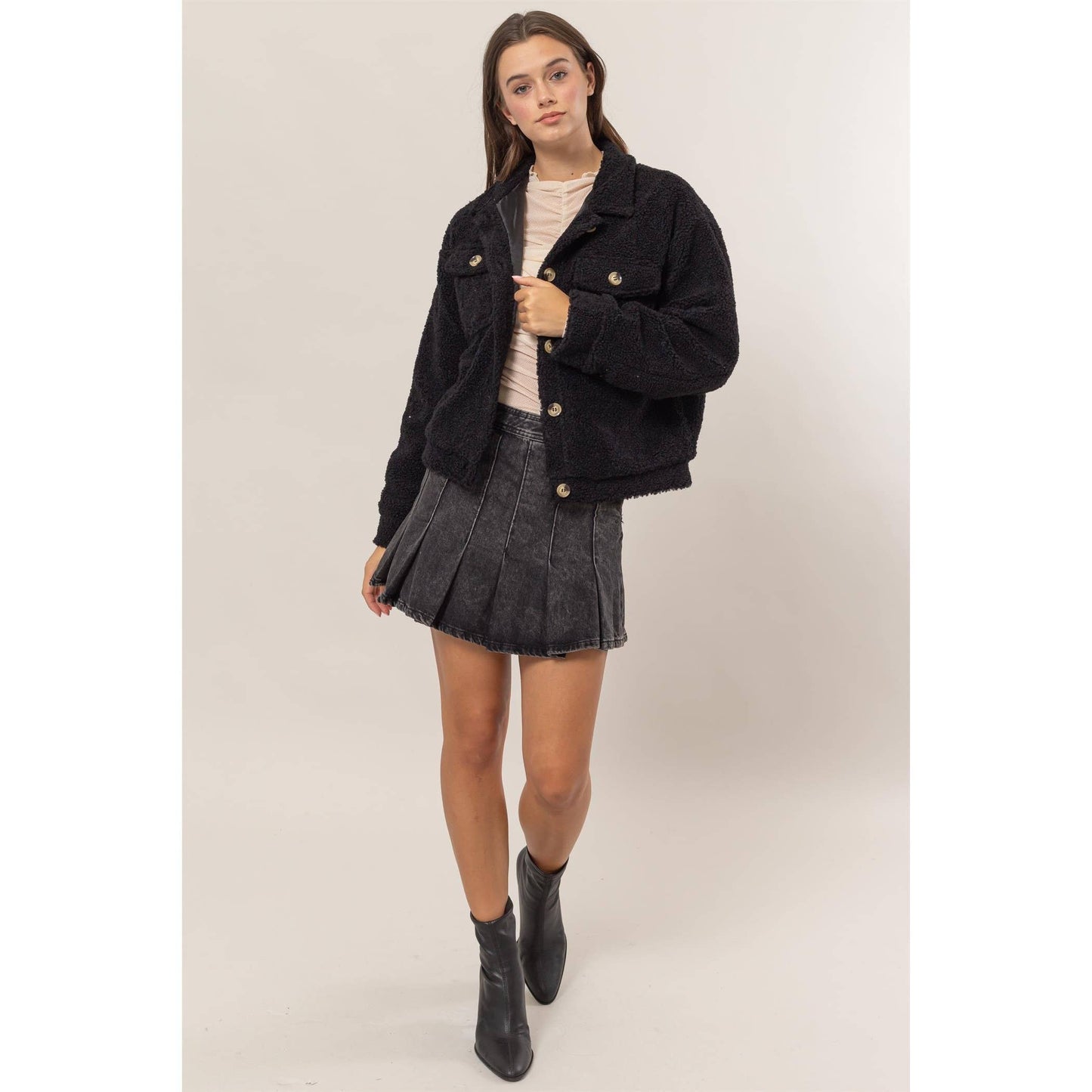 Sherpa Button-Front Jacket