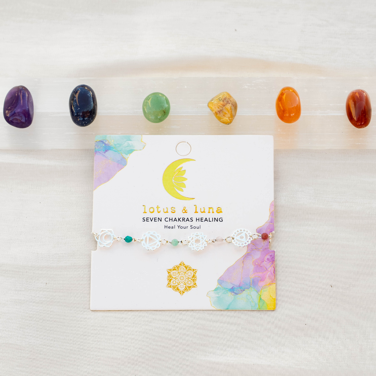 Silver Seven Chakras Healing Bracelet