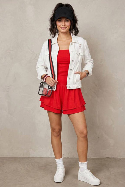 Resort Ruched Strapless Romper