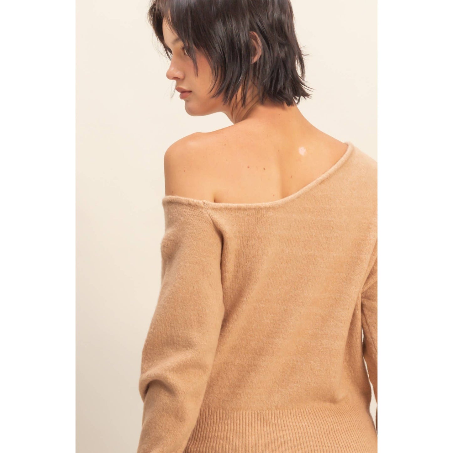 Asymmetric Off-Shoulder Sweater