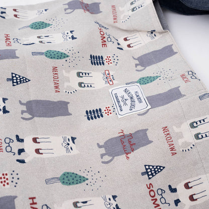 Kusuguru Japan Three Cats Embroidered Large Tote Bag - Gray