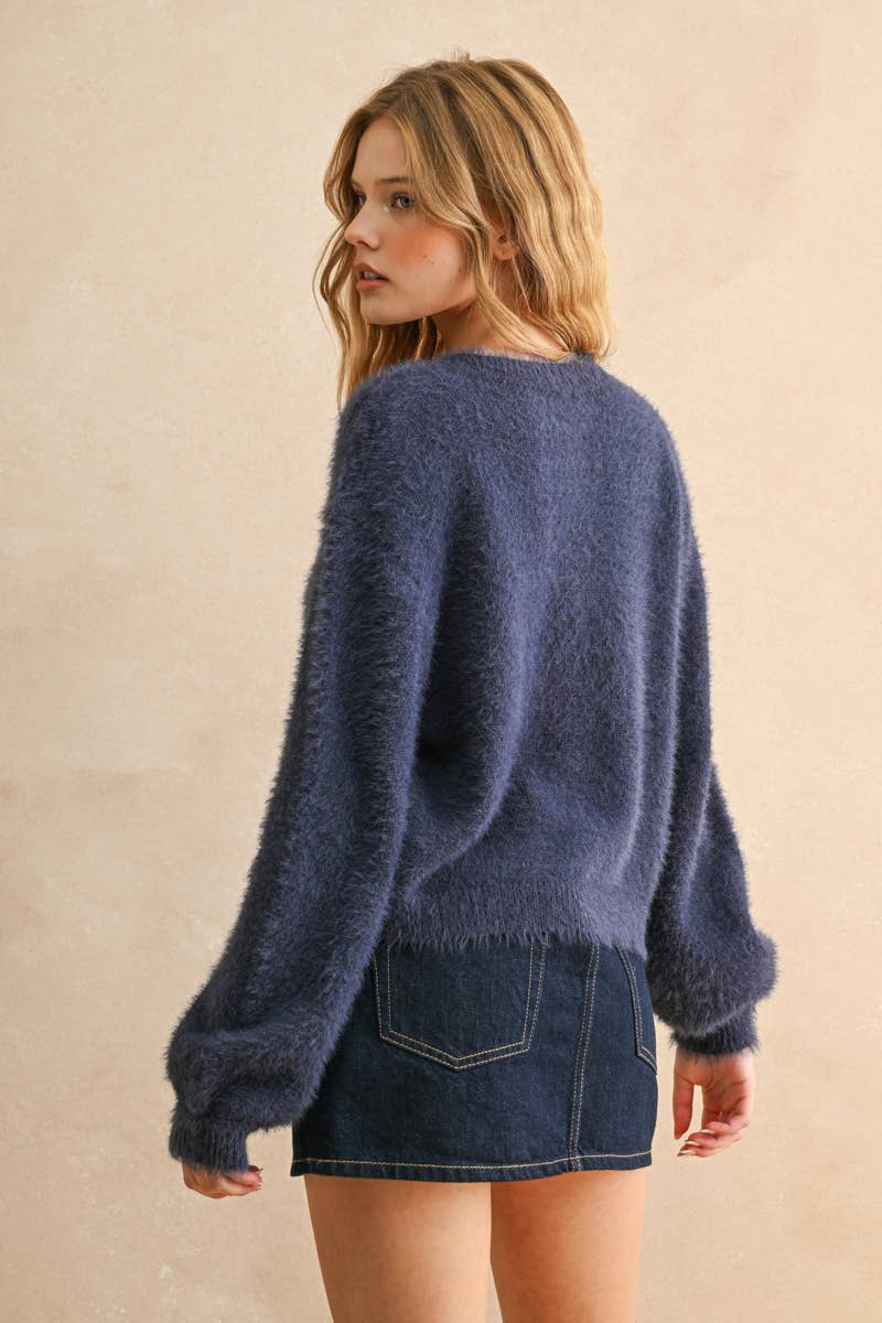 J5696   CHERRY BUTTON FRONT SOFT CARDIGAN