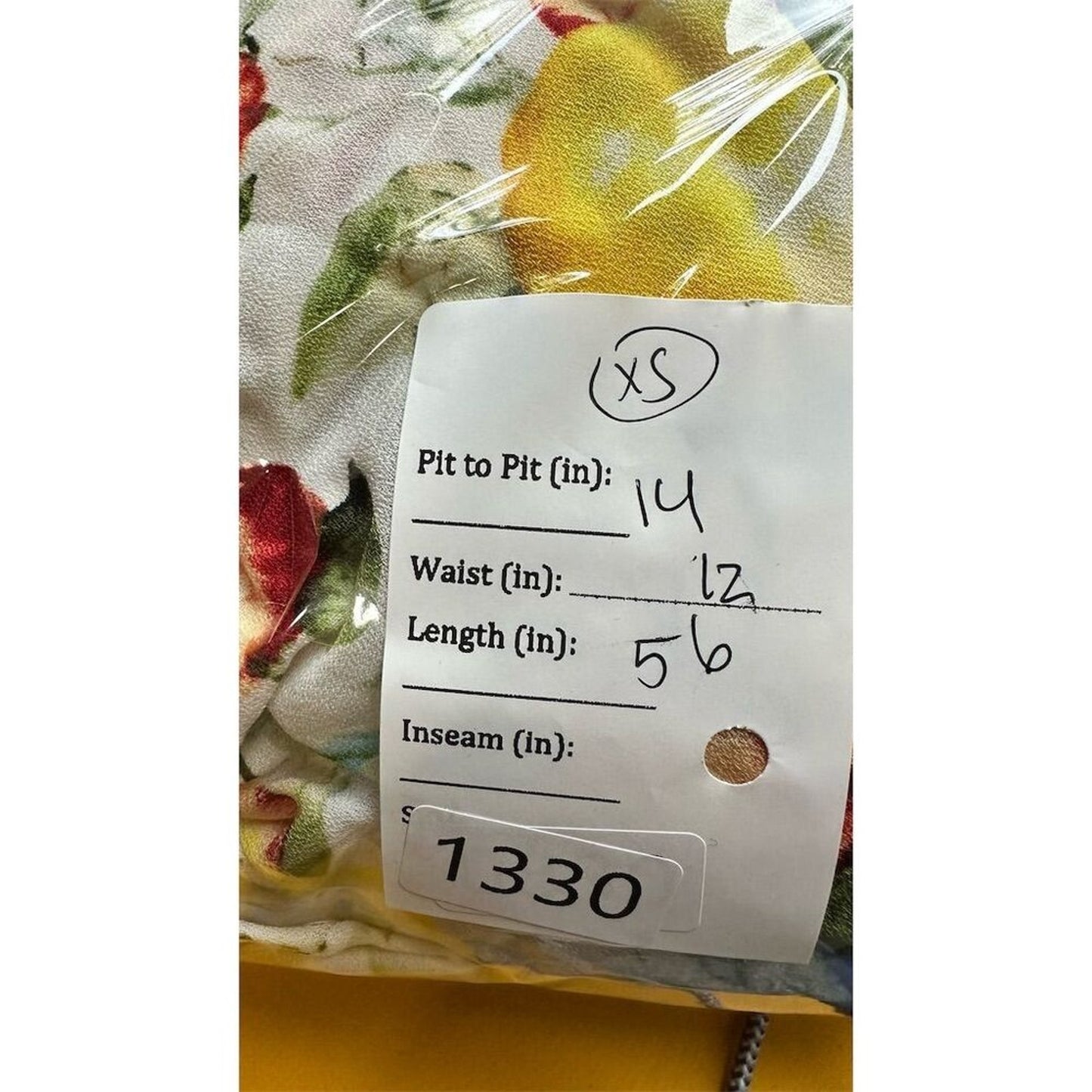 Aqua Women's XS Yellow Floral Fruit Print Midi Dress Summer Casual