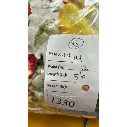 Aqua Women's XS Yellow Floral Fruit Print Midi Dress Summer Casual