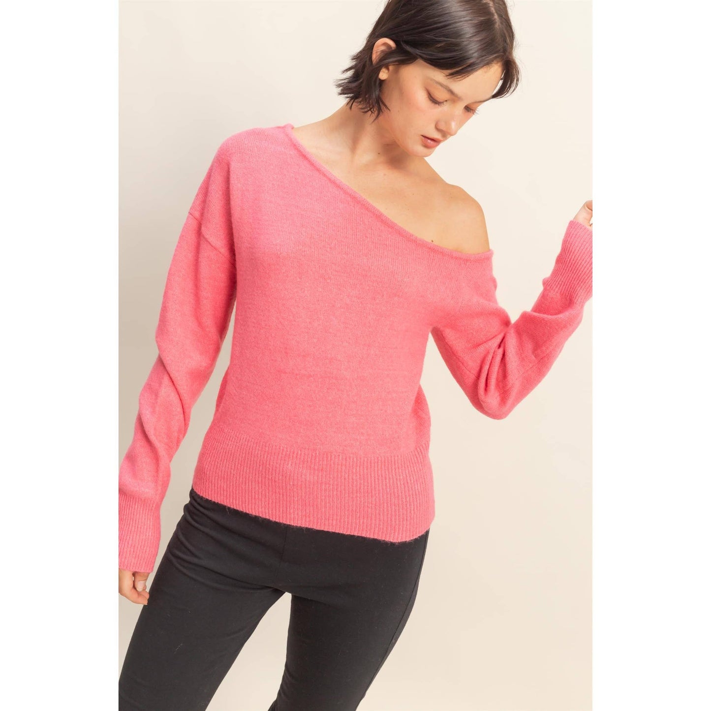 Asymmetric Off-Shoulder Sweater