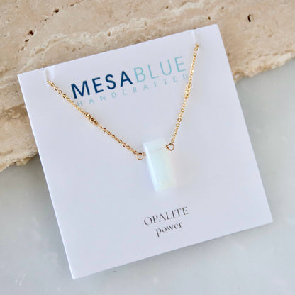 Amethyst or Opalite Rectangle Necklace 