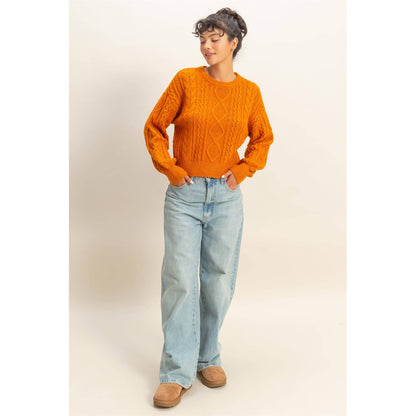 Cable Knit Balloon Sleeve Sweater