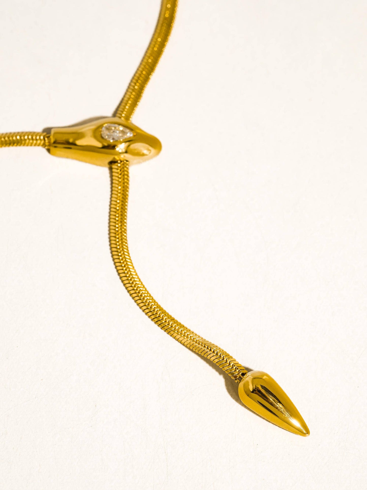 Gildora 18K Gold Non-Tarnish Serpent Y Lariat Necklace