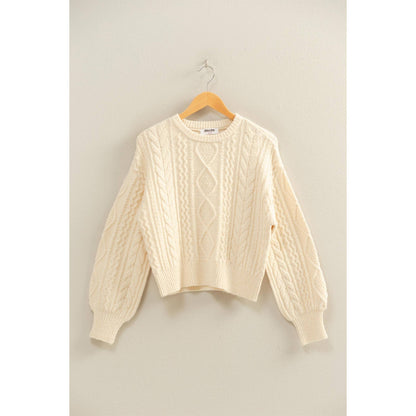 Cable Knit Balloon Sleeve Sweater