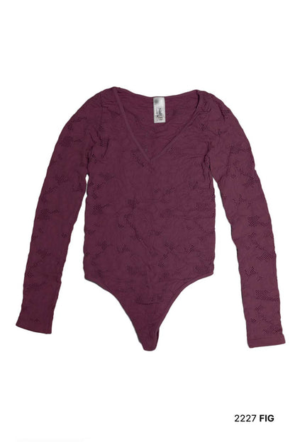 NS8436 - Lace Textured Bodysuit