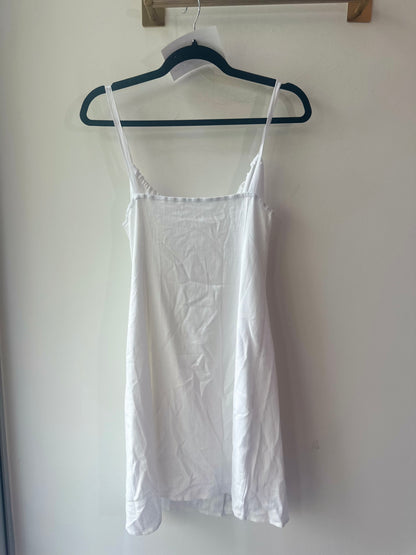 White Dress. Side gold metal detail