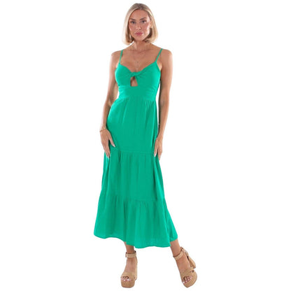 Twisted Front Cutout Midi Dress - Green