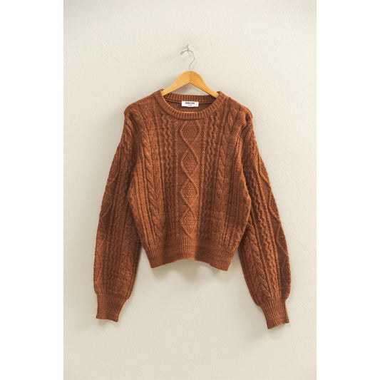 Cable Knit Balloon Sleeve Sweater