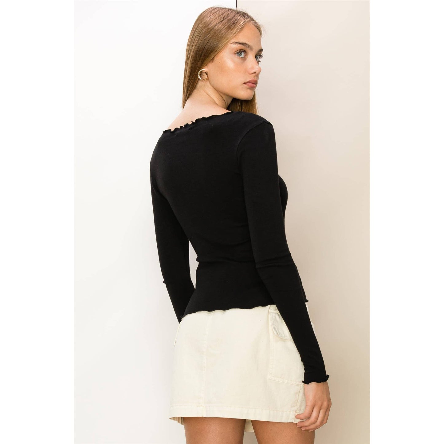 Lettuce Hem Long Sleeve Top