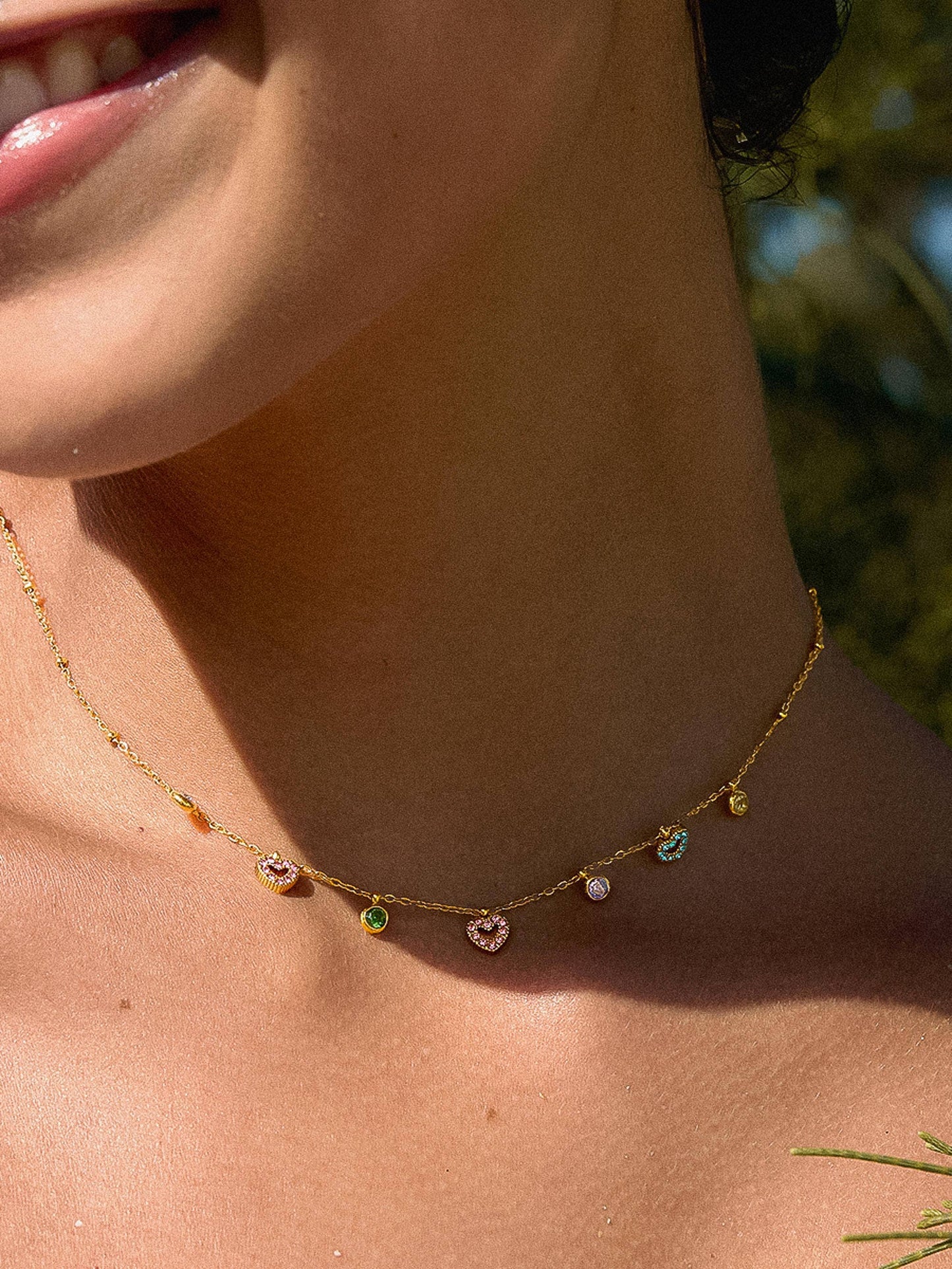 Genoa 18K Gold Non-Tarnish CZ Heart Charm Necklace