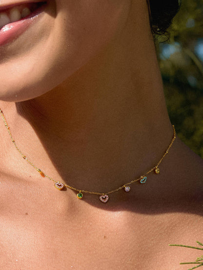 Genoa 18K Gold Non-Tarnish CZ Heart Charm Necklace