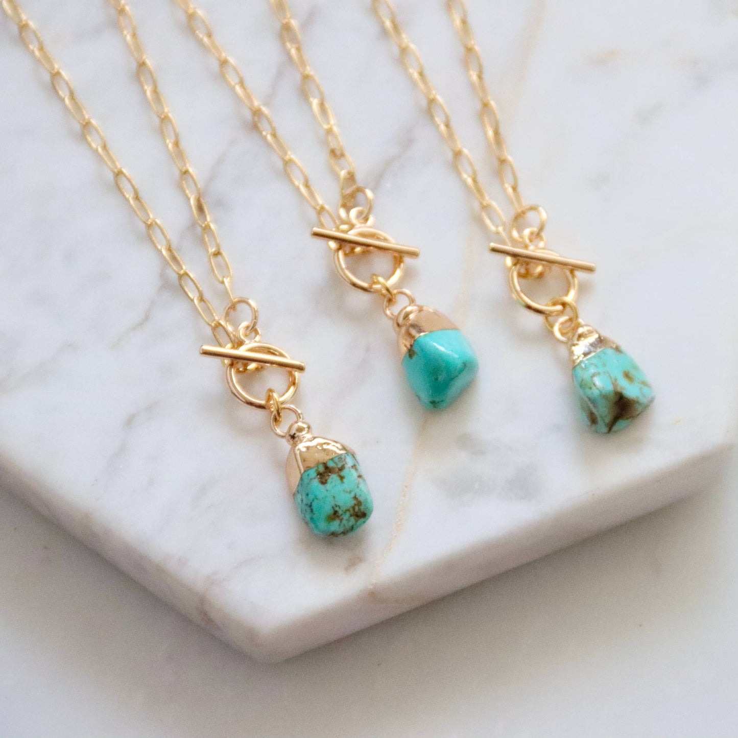Amethyst or Turquoise Nugget Toggle Necklace