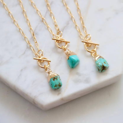 Amethyst or Turquoise Nugget Toggle Necklace